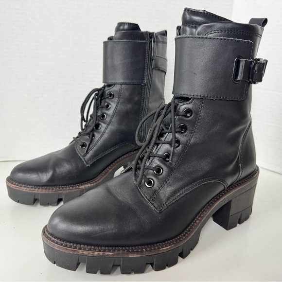 Tamaris leather moto combat boots lace up buckle bootie shoes women’s size 40 - Picture 8 of 14